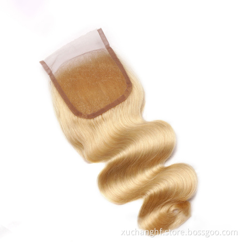 Hanfan Wholesale 613 Blonde 4*4 5*5 Lace Closure, Brazilian Straight Virgin Remy Human Hair HD Lace Closure Straight Body wave